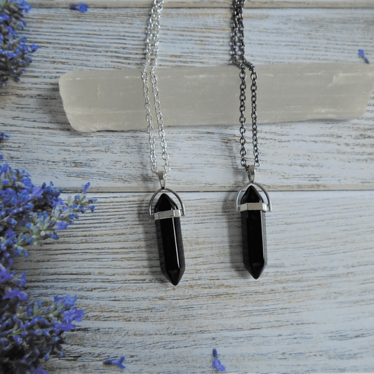 Black Onyx Crystal Pendant Necklace
